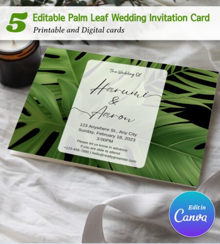 Modern Palm Wedding invitation