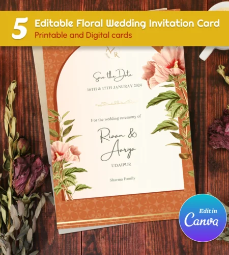 Floral Type Arch Wedding Invitation Template