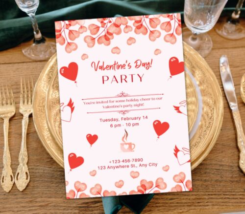 Decorating Party Invitation, Digital valentines card - Image 2