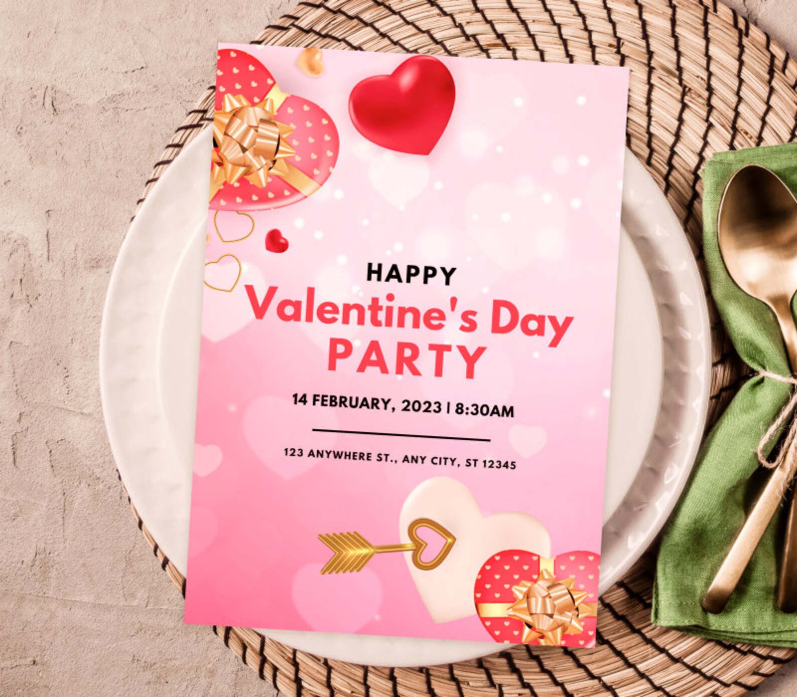 Valentine's day gifts, Decorating Party Invitation card template