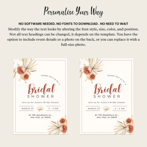 Personalise your way - Autumn Bohemian Bridal Shower Invite template