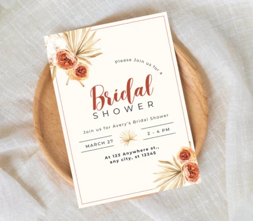 Autumn Bohemian Bridal Shower Invite template