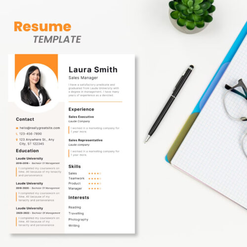 Modern Resume Template, Resume Template with Photo