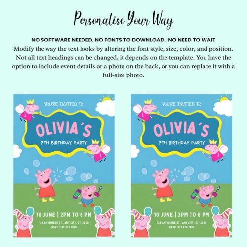 Peppa Pig Birthday Invitation - Image 5