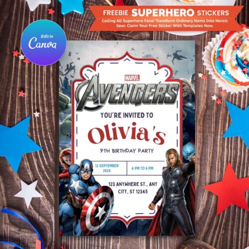 Editable Avengers Birthday - Invitation Template