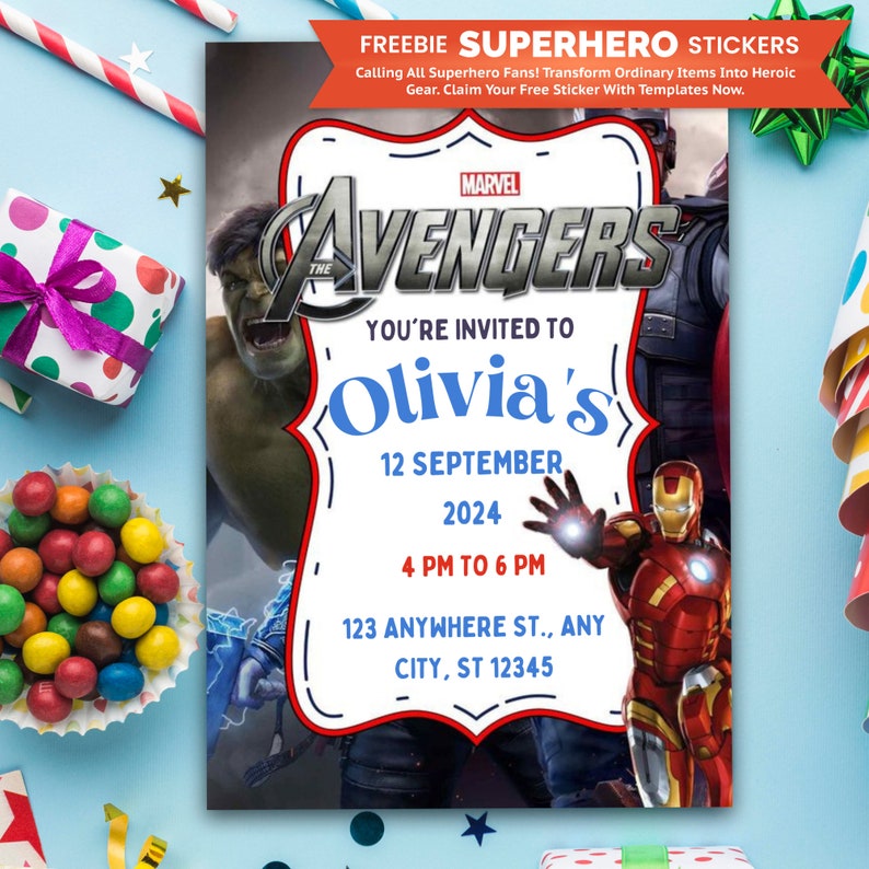 Printable Birthday Invitation Avengers Birthday card