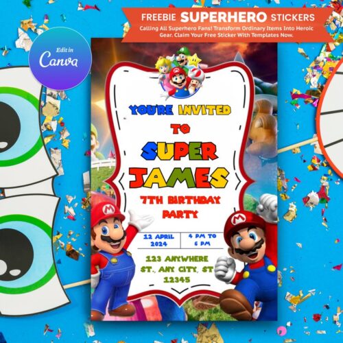 Super Mario Birthday Invitation