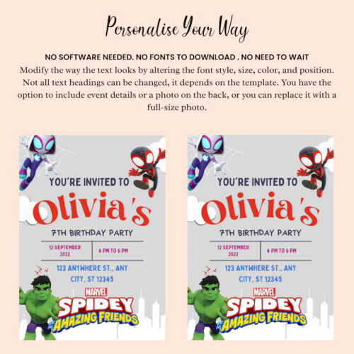 Spidey Birthday Invitations Template - Image 5