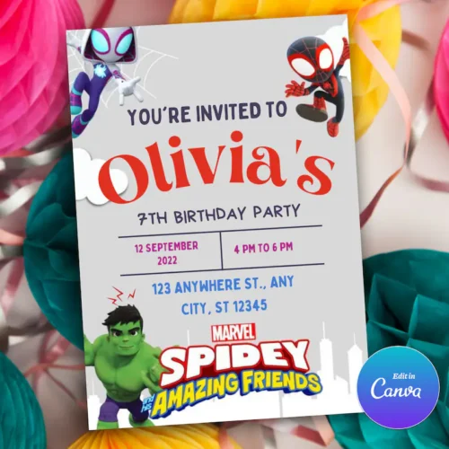 Spidey Birthday Invitations Template - Image 2