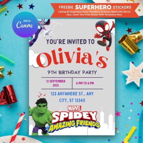 Spidey Invitation card template