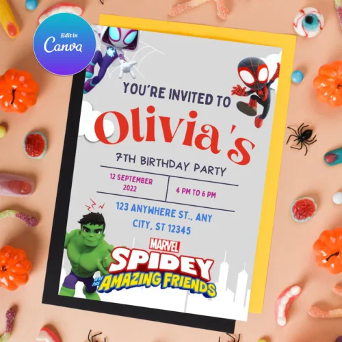 Spidey Birthday Invitations Template - Image 3