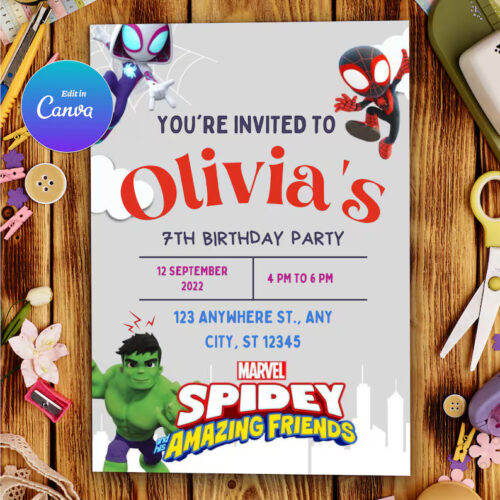 Spidey Birthday Invitations Template - Image 4