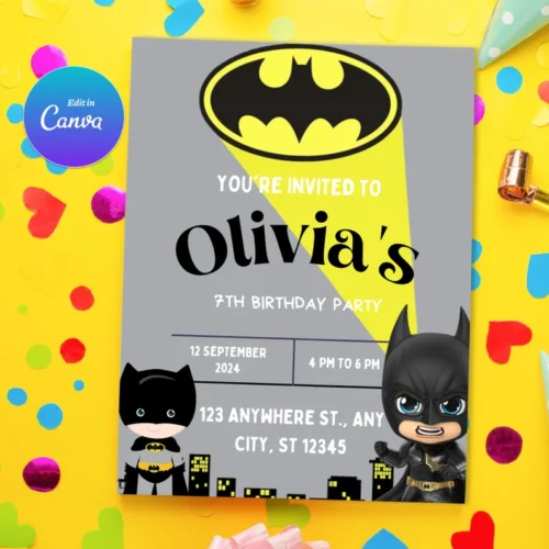 Superhero Birthday Invitation