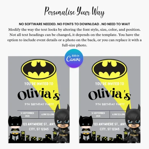 Superhero Birthday Invitation