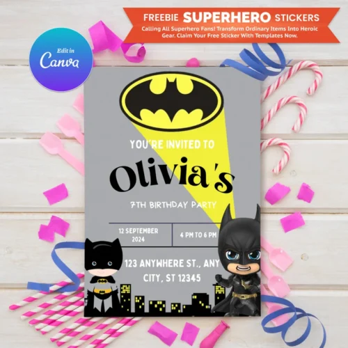 Superhero Birthday Invitation